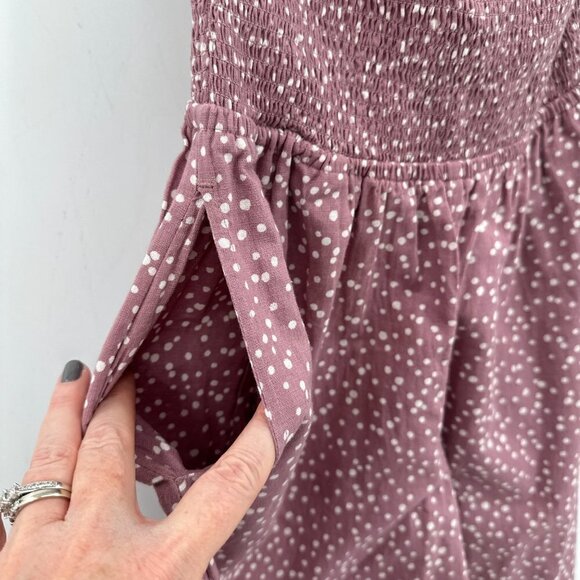 O'Neill Alicia Polka Dot Pink Smocked Strapless Wide Cropped Pants XS Jumpsuit - Picture 6 of 9